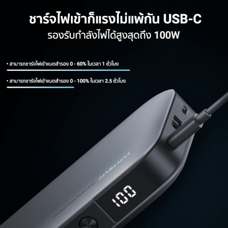 แบตเตอรี่สำรอง CUKTECH รุ่น PB250 (GB.V) 25000 mAh สีเทา จ่ายไฟรวมกันได้สูงถึง 210W_6